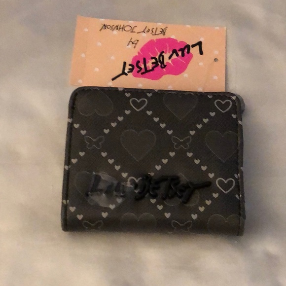Betsey Johnson Luv Betsey Snap Card Wallet Black & Silver Heart & Butterflies - Picture 15 of 16
